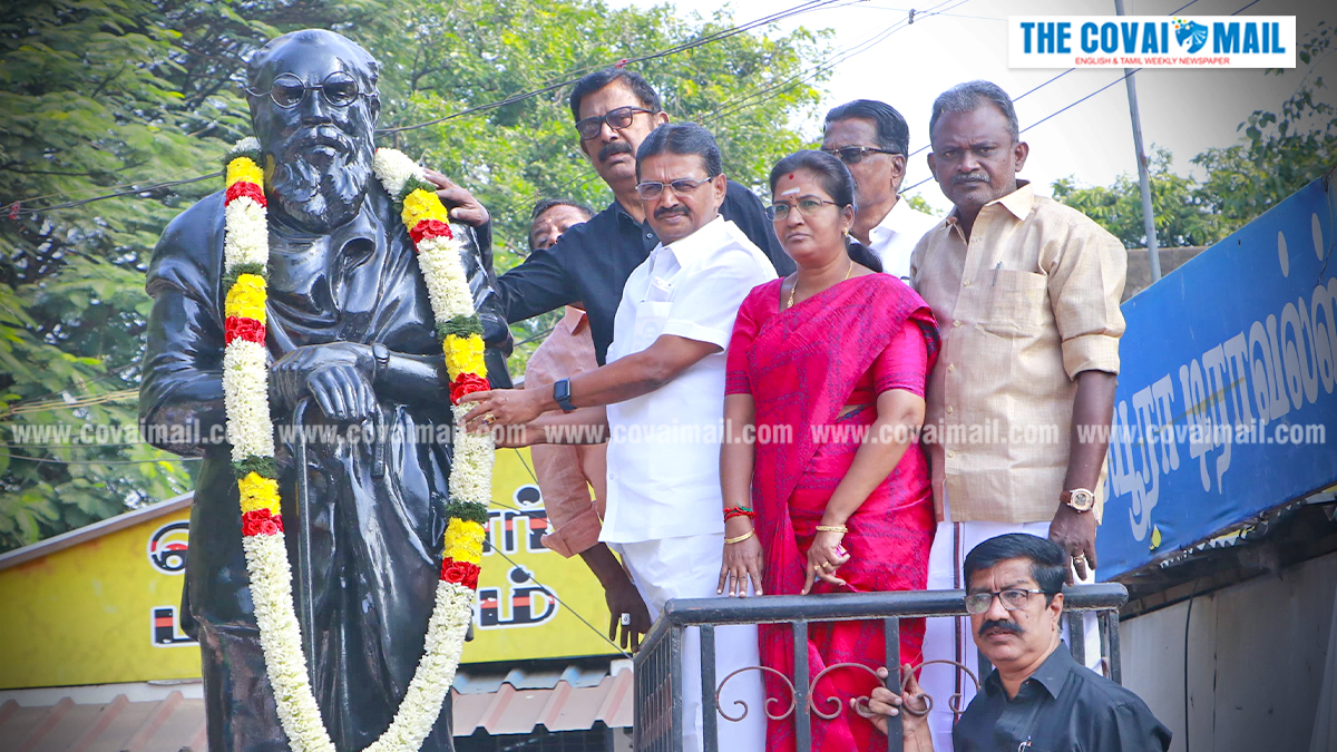 தந்தை பெரியார் சிலைக்கு மாலை அணிவித்து நா.கார்த்திக் மரியாதை