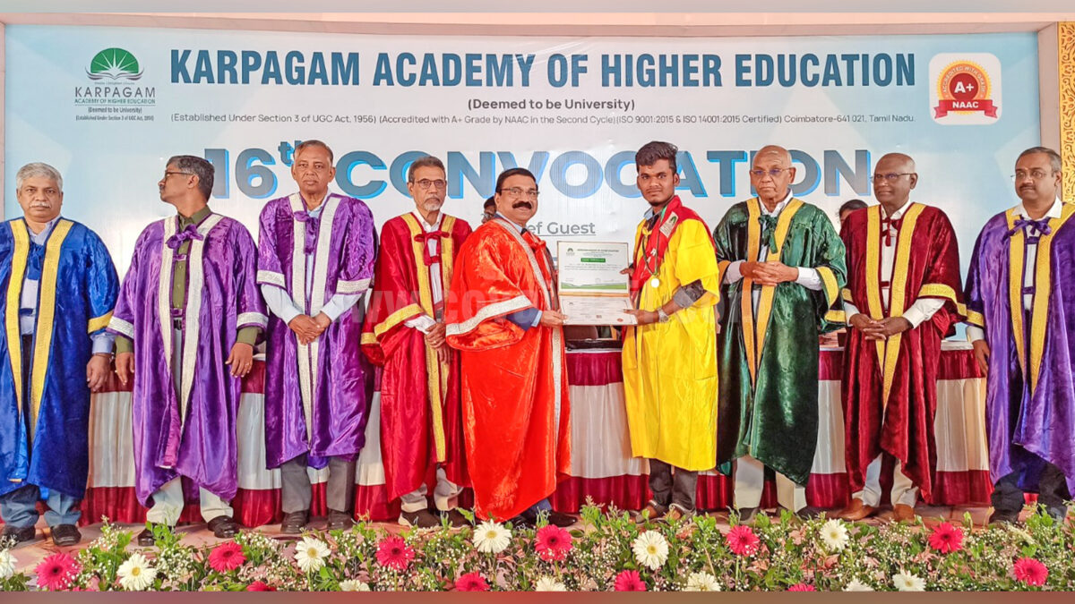 1454 students graduated in the 16th Convocation Ceremony of Karpagam Academy