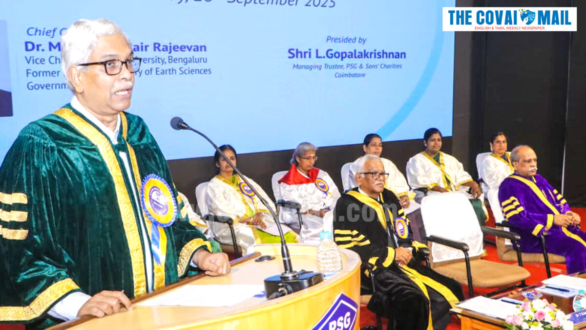 Graduation is the beginning of a new journey of responsibility  -Madhavan Nair Rajeevan, Vice Chancellor of Atria University, at PSG Arts’ 38th Graduation Ceremony