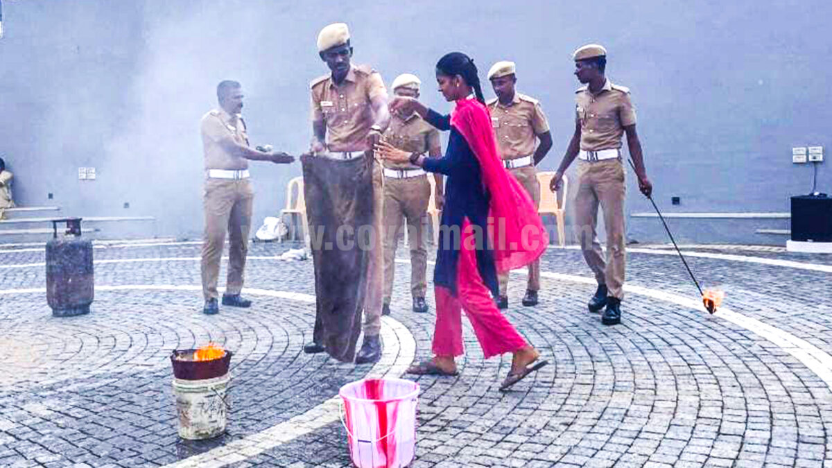 ரத்தினம் கல்லூரியில் தீ பாதுகாப்பு விழிப்புணர்வு