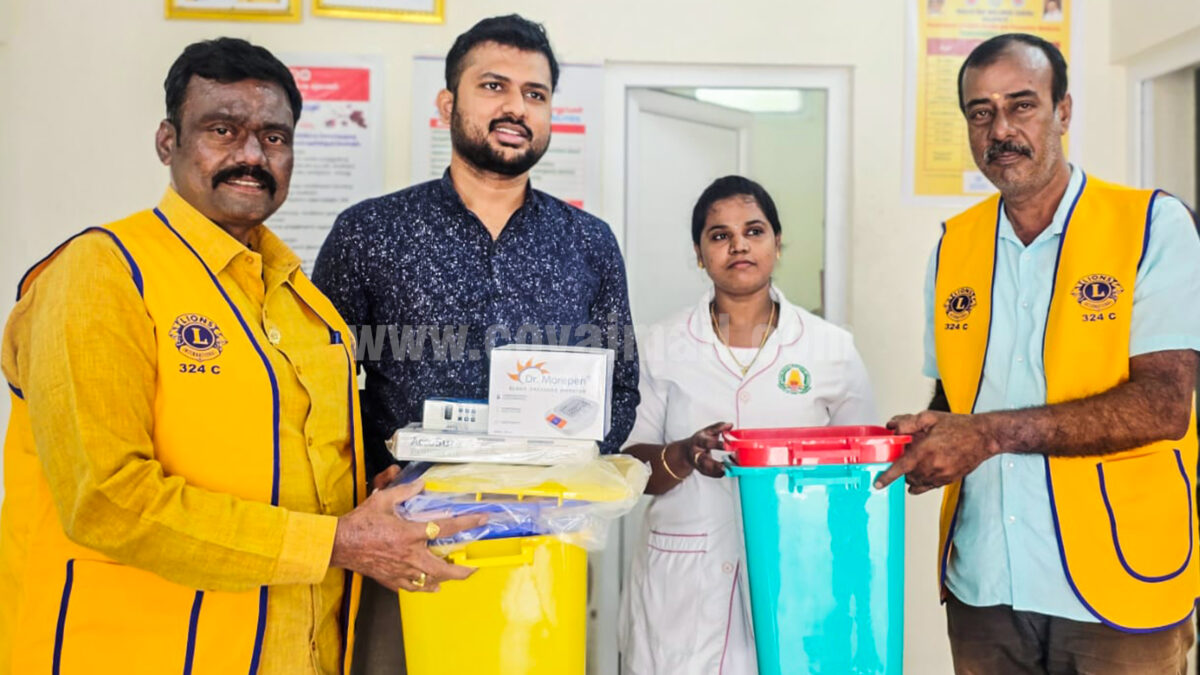 நேரு நகர் லயன்ஸ் சங்கம் சார்பில் மருத்துவ உபகரணங்கள் உதவி