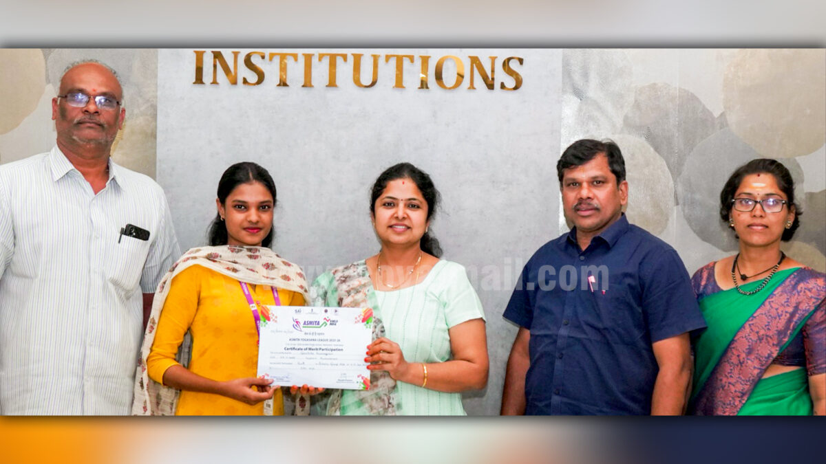 இந்துஸ்தான் கல்லூரி மாணவி கேலா இந்தியா யோகா போட்டிக்குத் தேர்வு