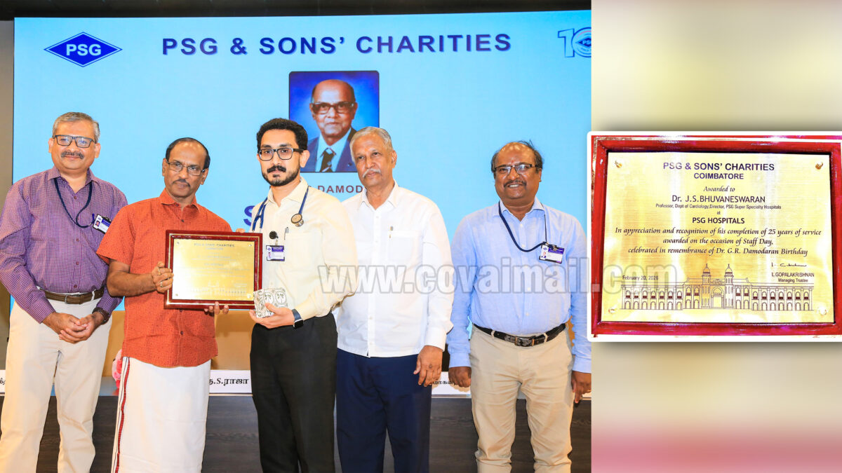 PSG honours Dr. J. S. Bhuvaneswaran for 25 years of dedicated service