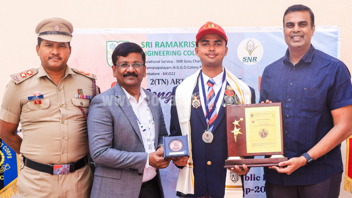ஸ்ரீ ராமகிருஷ்ணா கல்லூரி மாணவருக்கு என்.சி.சி டைரக்டர் ஜெனரல் கமெண்ட்டேஷன் விருது