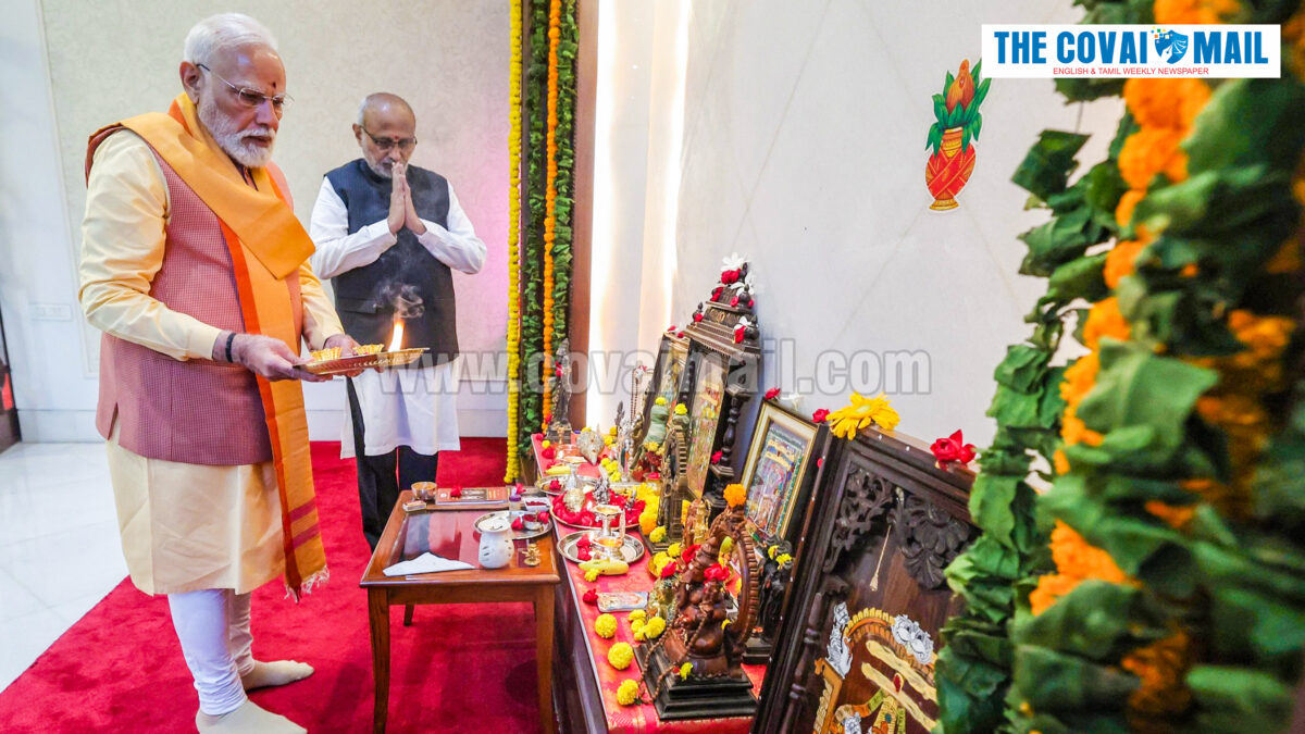 PM Narendra Modi attends Tamil New Year pooja at Vice President’s residence; prayers offered for everyone’s well-being