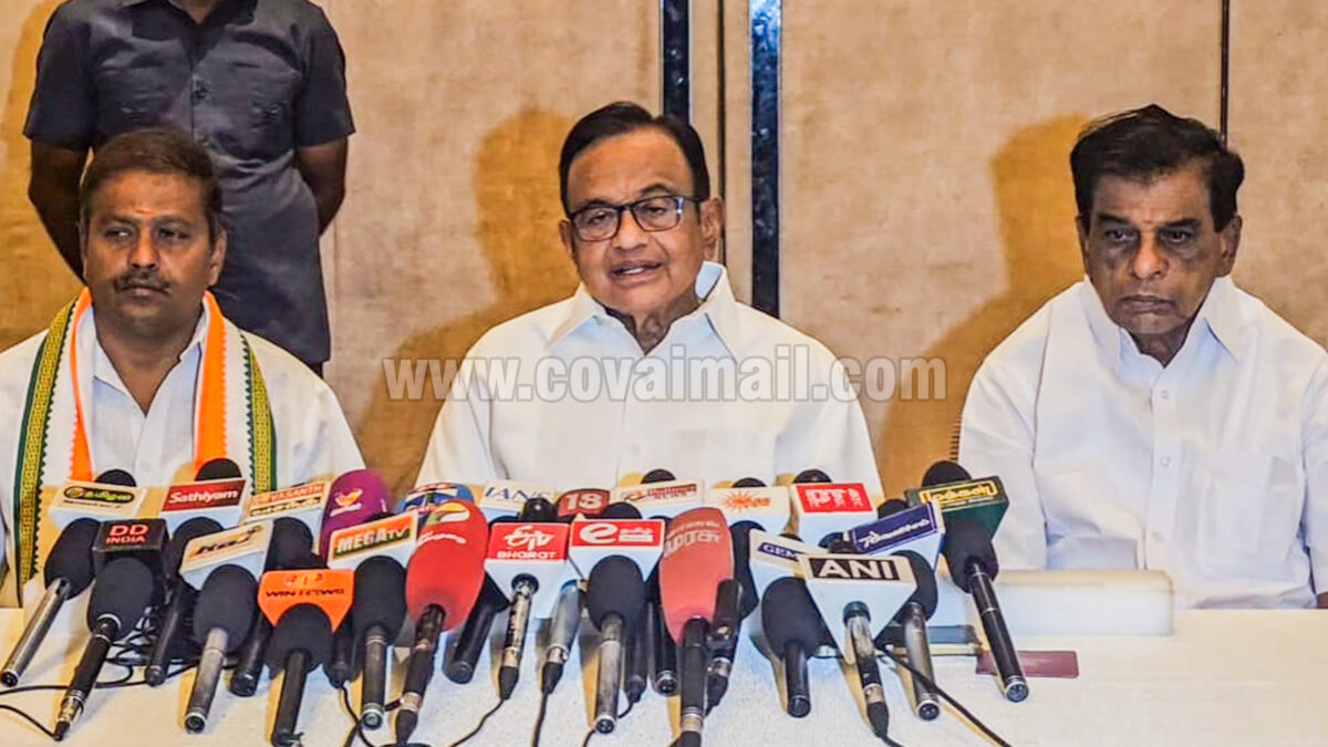 தொகுதி மறுவரையறையால் தென் மாநிலங்களின் குரல் மேலும் ஒடுக்கப்படும் – கோவையில் ப.சிதம்பரம் பேச்சு