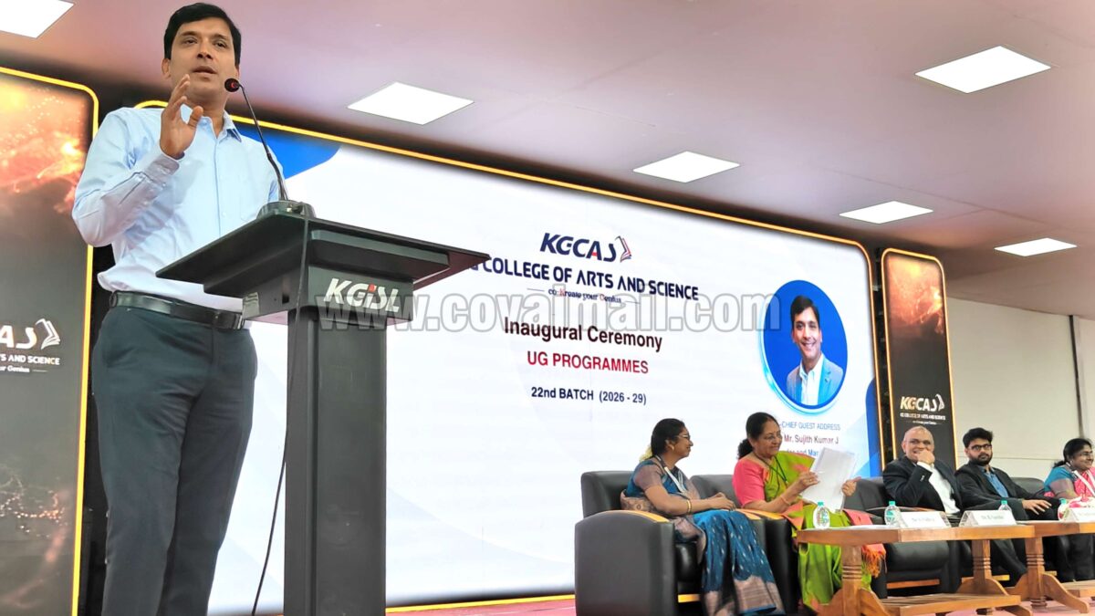 கல்வி கற்கும் தலைமுறை அதன் மொத்த தலையெழுத்தை மாற்றிக்கொள்ளும்  – கே.ஜி. கலை கல்லூரியில் ‘மாற்றம் அறக்கட்டளை’ நிறுவனர் சுஜித் குமார் பேச்சு