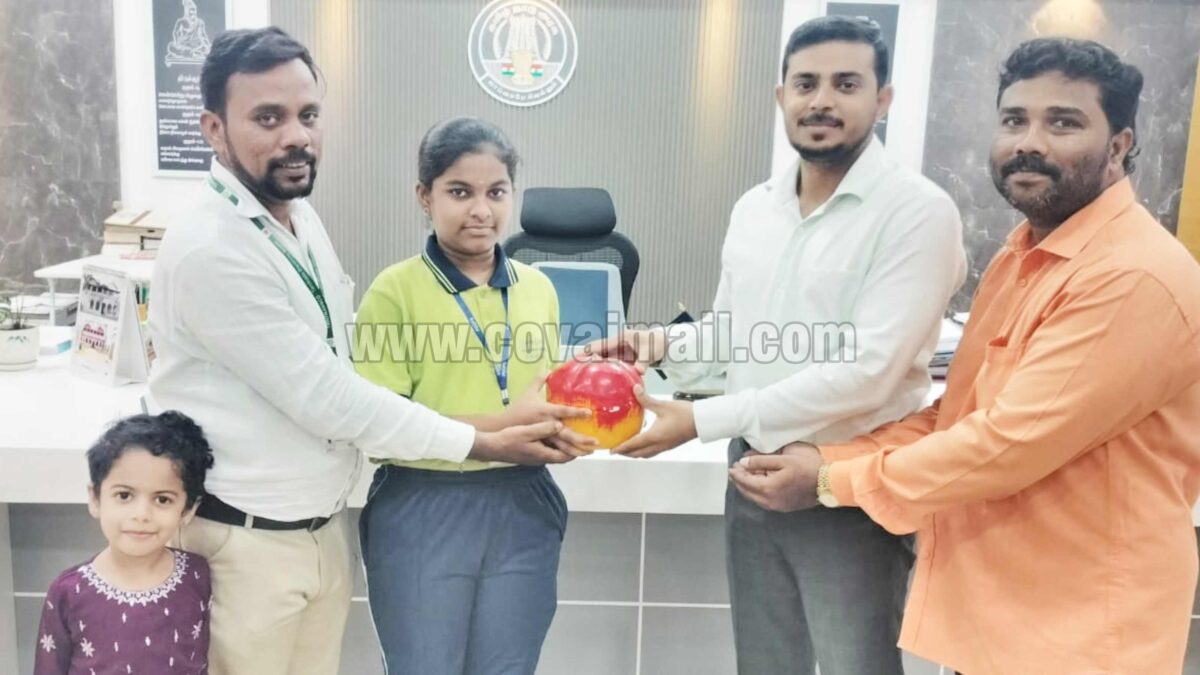 கோவை பள்ளி மாணவியின் செயலுக்கு அமைச்சர், மாவட்ட ஆட்சியர் பாராட்டு !