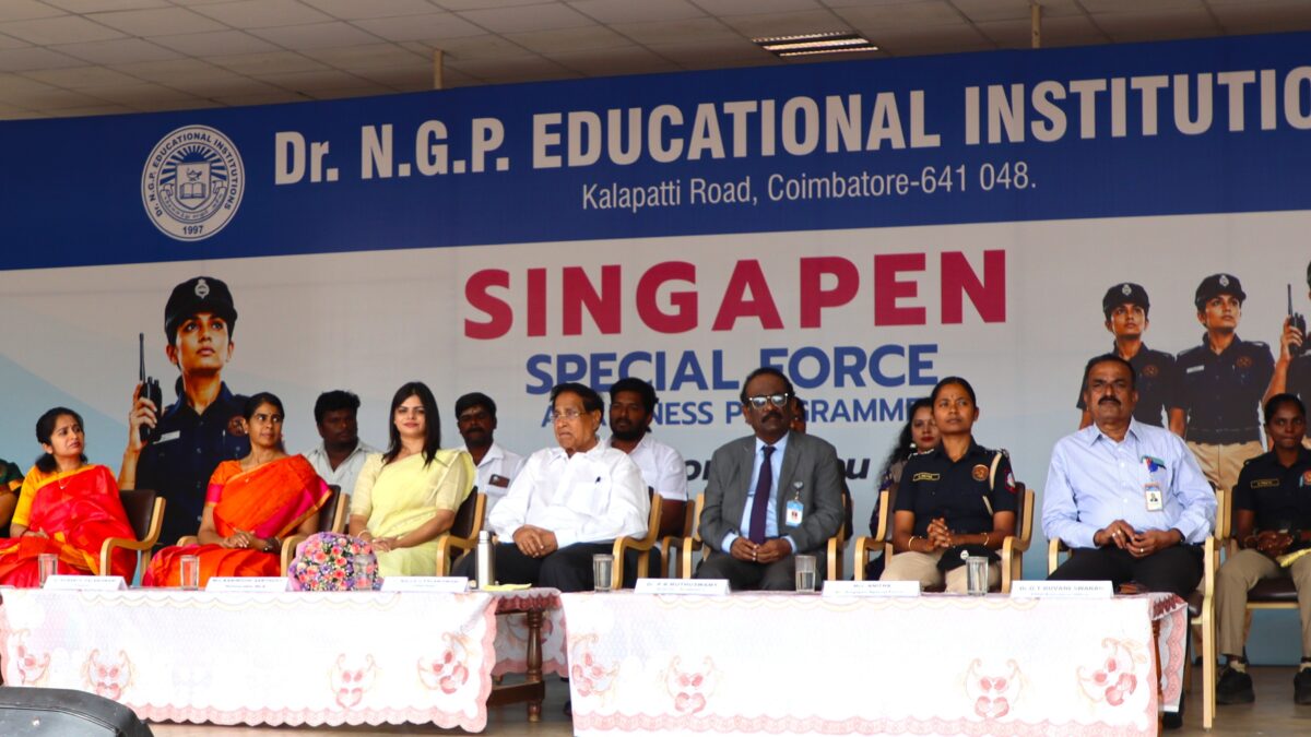 என்.ஜி.பி கல்லூரியில் சிங்கப்பெண் விழிப்புணர்வு:  பெண்கள் மன உறுதியை எப்பொழுதும் விடக்கூடாது  – டாக்டர் நல்ல ஜி. பழனிசாமி