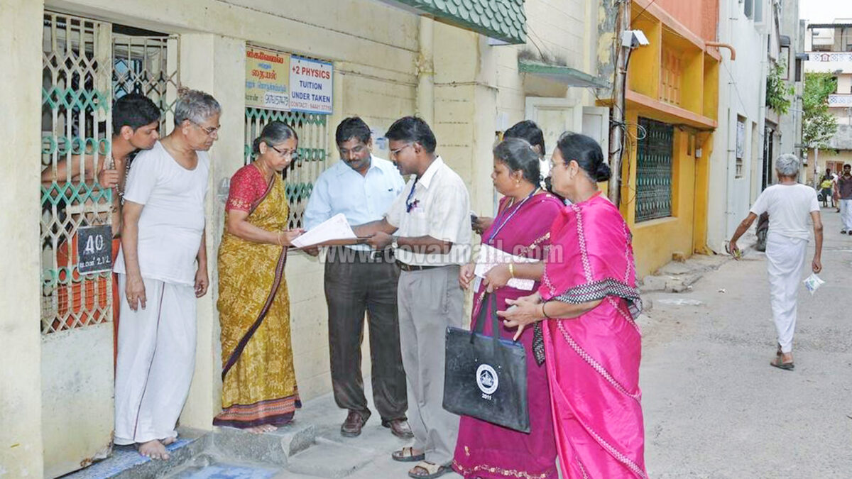 கோவையில் முதற்கட்ட வீட்டுக் கணக்கெடுப்பு பணி 61% நிறைவு… விடுபட்ட வீடுகளுக்கு உதவி எண்கள் அறிவிப்பு