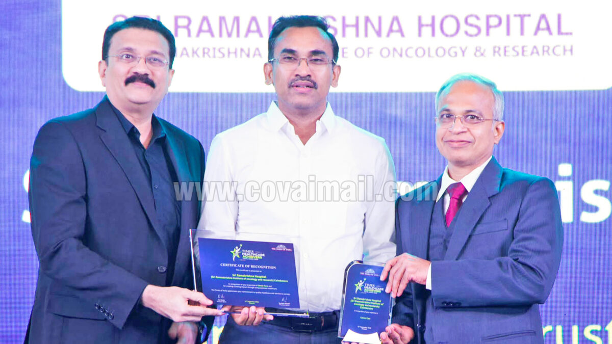Sri Ramakrishna Institute of Oncology & Research honoured as “Best Oncology Care in Tamil Nadu”