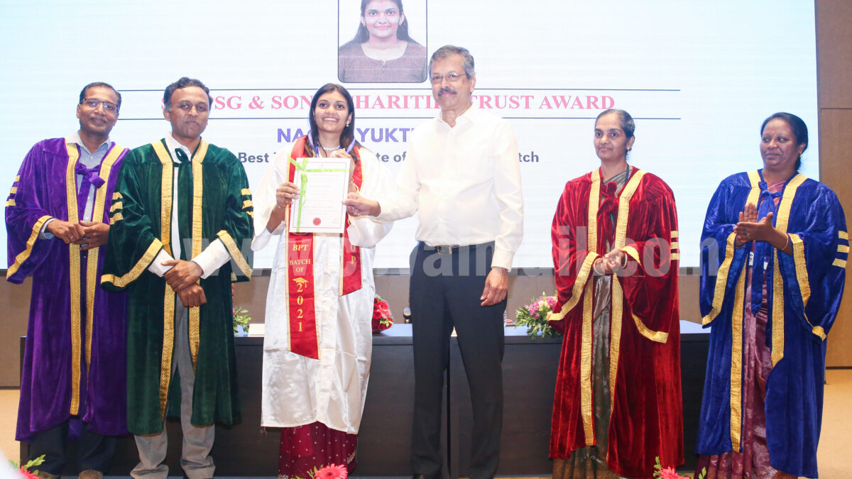 There is no substitute for true education  -Dr. Suman, Medical Director, VGM Hospital, at PSG Physiotherapy Graduation