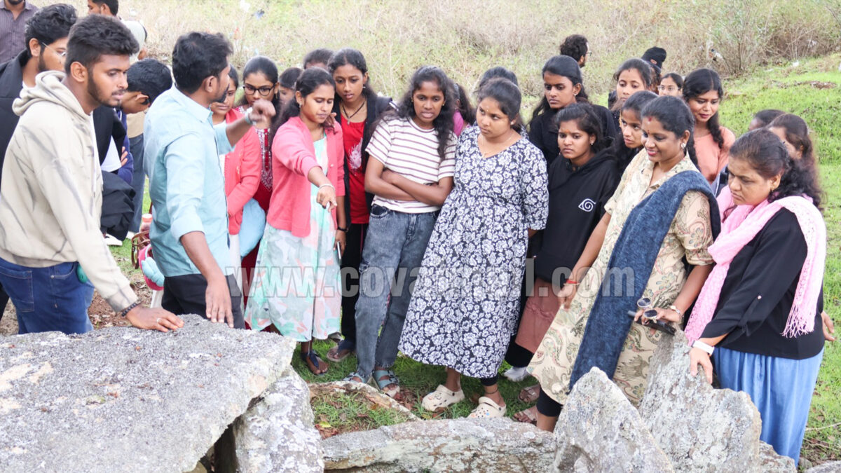 குன்னூரில் நடுகல் கல்வெட்டுகளை ஆய்வு செய்த  கொங்குநாடு கல்லூரி மாணவர்கள்