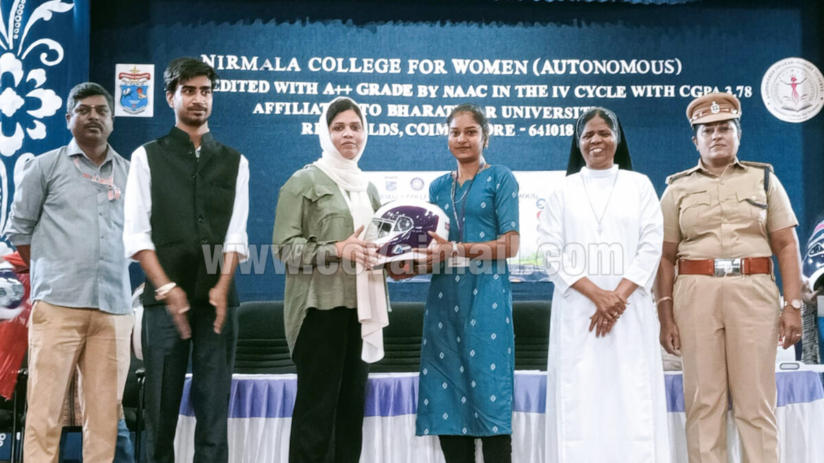 NSS, Nirmala College for Women organises road safety bootcamp; helmets distributed to 300 students