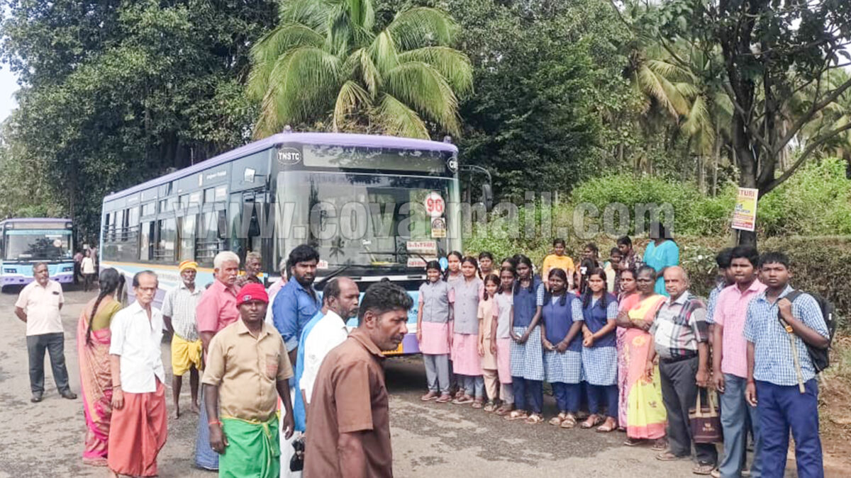 வாளையார்-காந்திபுரம் வழித்தடத்தில் பஸ்கள் சிறைபிடிப்பு… போராட்டத்தில் ஈடுபட்ட நவக்கரை மக்கள்