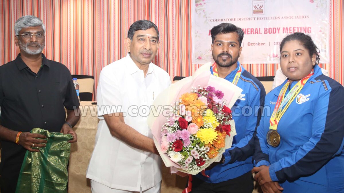 Coimbatore District Hoteliers Association honors award-winning athletes from the city