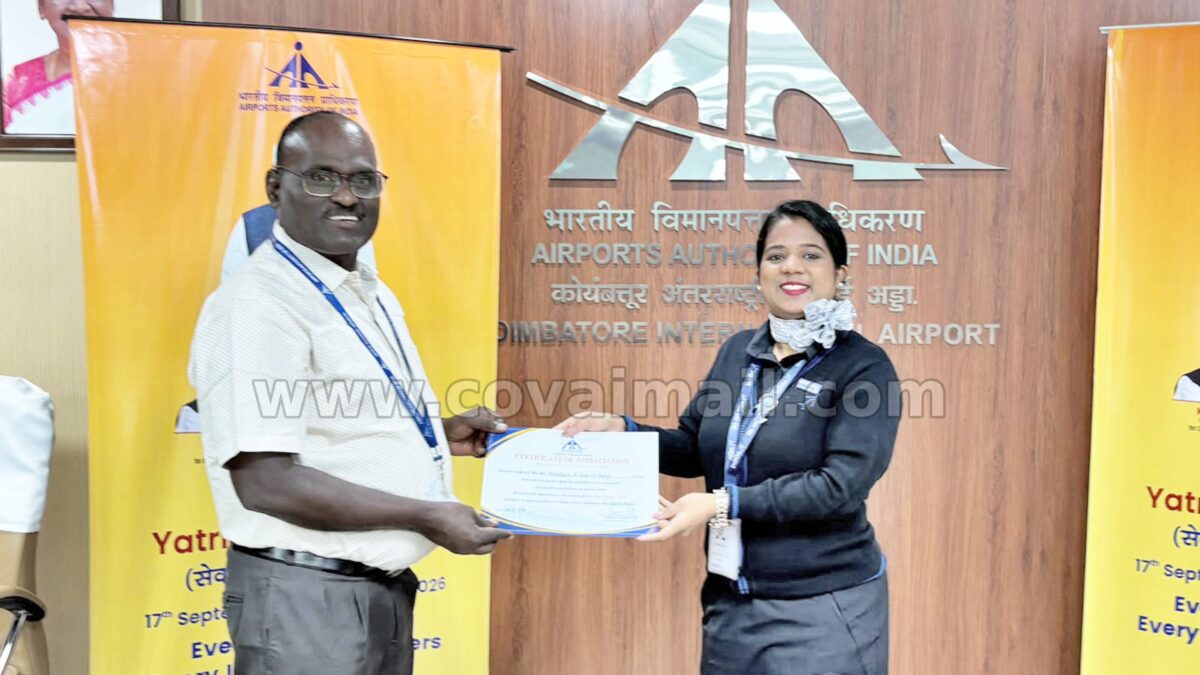 25-day ‘Yatri Sewa Abhiyan’ concludes at Coimbatore Airport; Director felicitates stakeholders